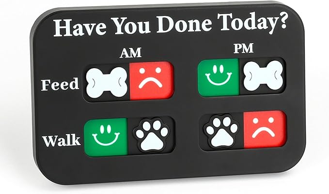 YAUYIK Dog Feeding Reminder, Magnetic Reminder Sticker, AM/PM Daily Indication Chart Feed/Walk Your Pets, Fridge Magnets and Double Sided Tape, Helps You to Track Pet Feeding & Walking (Black)