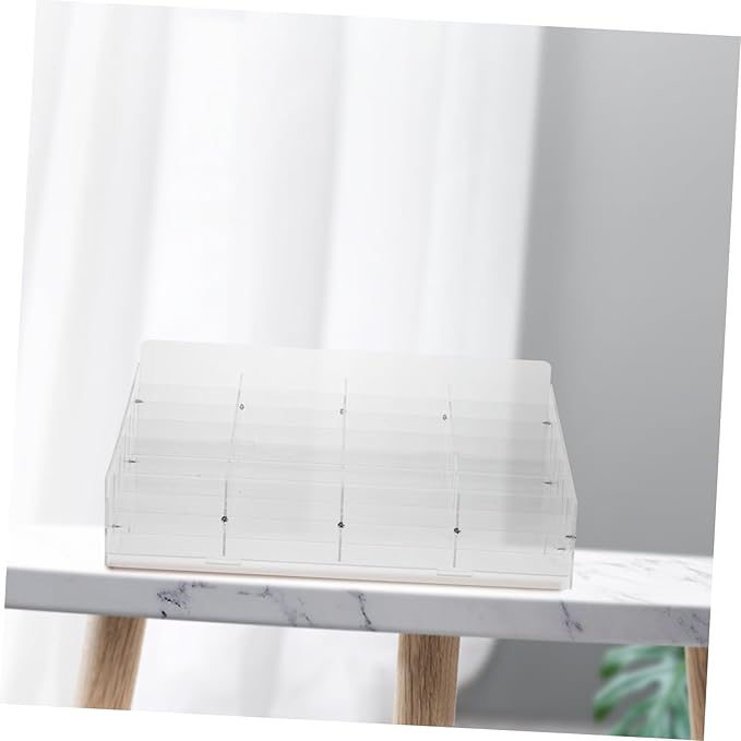 Acrylic Multi-Compartment Phone Storage Box Organizer for Office Desk Business Card Holder Lid Versatile Desktop Organizer for Phones and Accessories