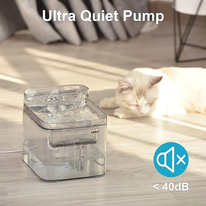 Pet Fountain Cat Water Fountain, 3L Automatic Pet Drinking Fountain Dog Water Dispenser with QuadrupleAction Filter Pet Water Dispenser (Color : with Sensor Switch) (Clear)