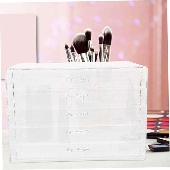 Cabilock Five Drawer Storage Box for Makeup Jewelry Organizer Acrylic Countertop Minimalist