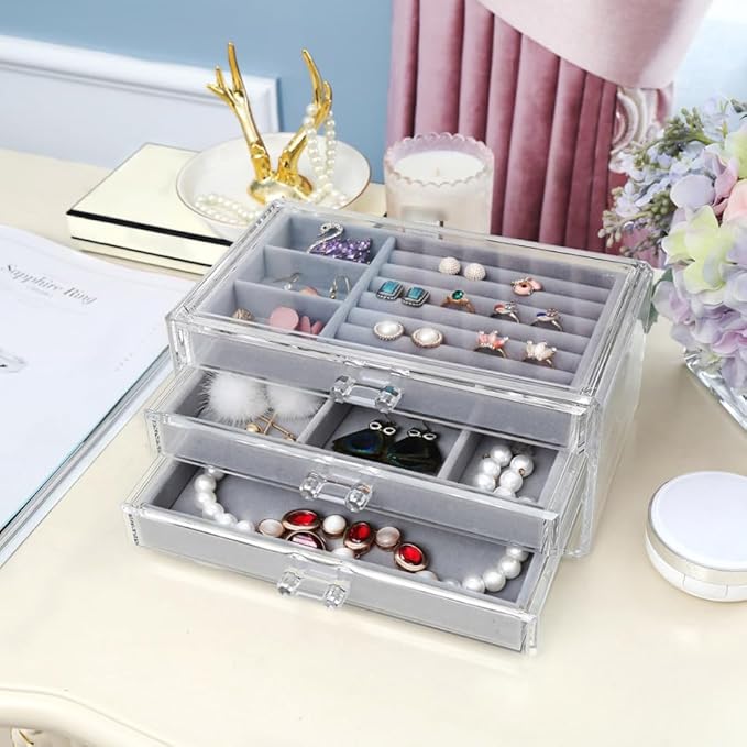 FRCOLOR Professional Makeup Organizer Box Acrylic Jewelry Storage Rack Makeup Case