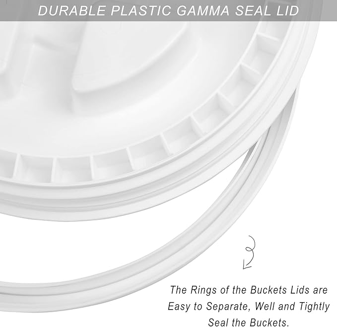 Aodaer 4 Pieces Seal Lid 5 Gallon Bucket Twist Lid Food Storage Container Lid Reusable Plastic Seal Lid Food Storage Container Lids (White)