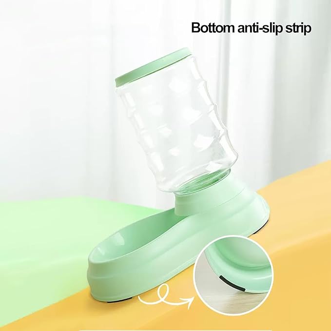 Cat Food Dispenser 3L, Cat Feeder and Cat Water Dispenser Set, Automatic Feeder for Pets Dogs, Puppies, Kittens, Rabbits(Green)