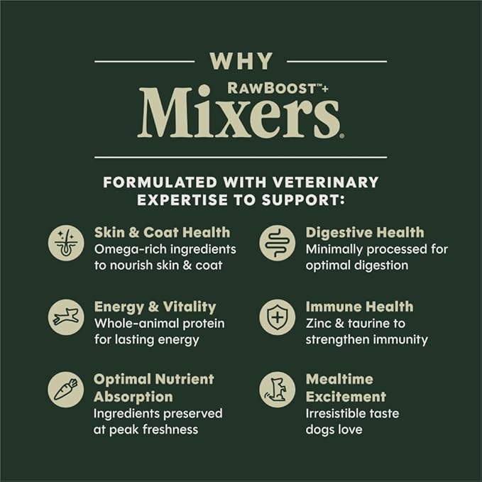 Instinct RawBoost Functional Mixers, Freeze Dried Dog Food Topper, Grain-Free, Real Chicken - Skin & Coat Health, 5.5 oz. Bag