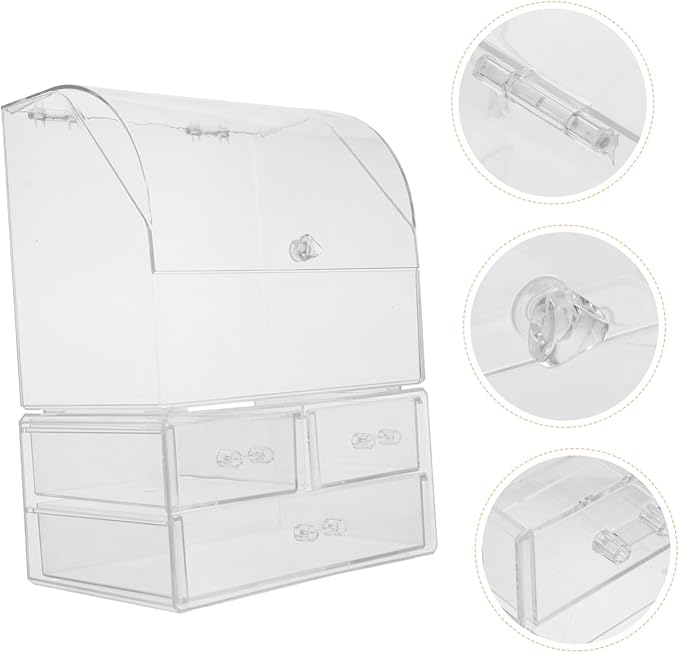 Makeup Storage Case Dividers Tabletop Cosmetic Container Makeup Bin Lid Storage Boxes