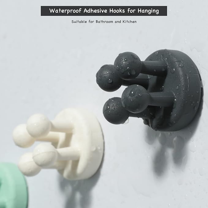 iBetterLife Razor Holder for Shower Hooks – 6Pcs Self Adhesive Wall Mounted Single Hook for Hanging Toothbrush, Functional Waterproof Utility Plug Holder for Bathroom Kitchen Living Room Office, Black
