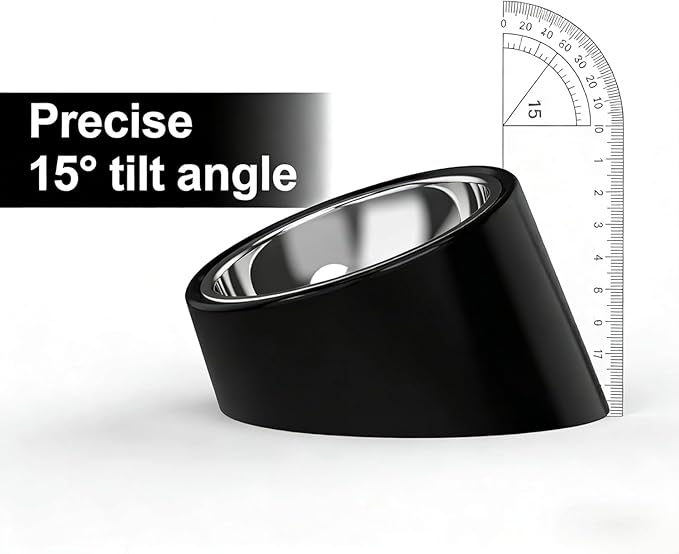15° Tilted Elevated Dog Bowl, Non-Slip No-Spill Stainless Steel Pet Feeder, Detachable 2-in-1 Food & Water Dish for Medium Dogs (Like French Bulldog) and Cats, Anti-Choke, Black (Size M)