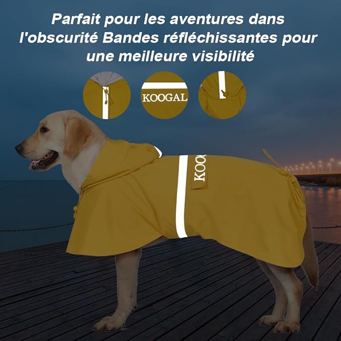 Pet Large Dog Raincoat Apparel Poncho Waterproof for Medium Large Sized for Dog Raincoat Clothes (Yellow, 4XL)
