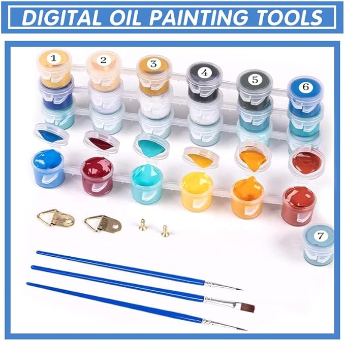 DIY Paint by Numbers for Adults Beginner, Calm Ocean Waves at Dawn, Paint by Numbers Kit Dog Painting by Numbers for Adults, 16" x 20"