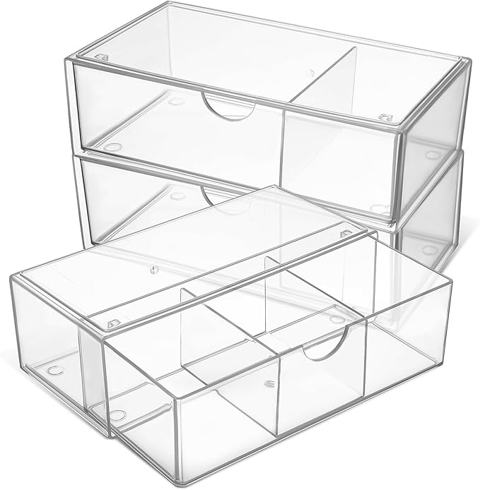 Mikinona 3pcs Makeup Case Organizer Storage Box Dividers Brush Cotton Swab Holder Desk Vanity Nail Polish Lipstick Skincare Acrylic