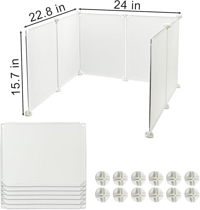 VCEPJH Cat Litter Box Enclosure Splash Guard Extra Large High Wall Pee Shields DIY Privacy Screen for Litterbox Barriers L24 xW22.8xH15.7 in White (Kitty Boxes Not Included)