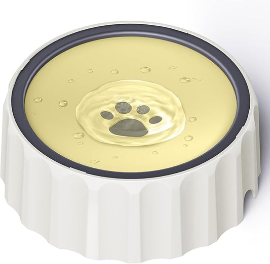 Dog Small Animals Water Bowl No Spill 70oz/2L Large Capacity Dispenser Non Slip No Splash Small Animals Bowl Pet Slow Feeder No Drip Dog Water Bowl on Vehicle for Dogs and Cats - Beige