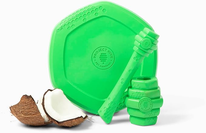 PROJECT HIVE ·PET COMPANY· - Tropical Coconut Scented - Hive Chew Toy for Large Dogs - Dog Chew Toy for Large Breeds - Floats in Water - Durable and Tough - Made in The USA
