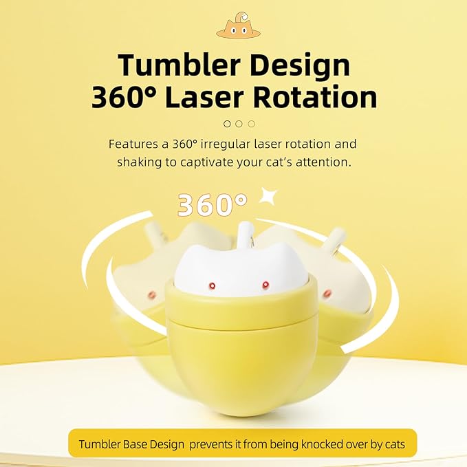 Asinpa Automatic Cat Laser Toy with Double Laser & One-Tap Button-Self-Rotating，Cat Laser Pointer Toy，Interactive Toys for Indoor Cats, Rechargeable Laser Cat Chaser