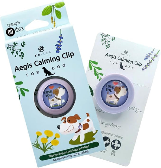 KN FLAX Aegis Calming Clip for Dogs [2 Pack], Anxiety Relief Pheromone Diffuser [Made in Korea], Lasts 60 Days, Reducing Stress Loud Noises and Separation for All Small, Medium and Large Dog (Love U)