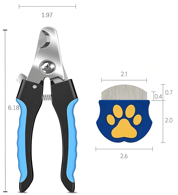 3 in 1 Pet Grooming Kit - Deshedding Comb, Nail Clippers and File for Dogs & Cats, Safe Pet Grooming Set for Shedding Control and Nail Trimming