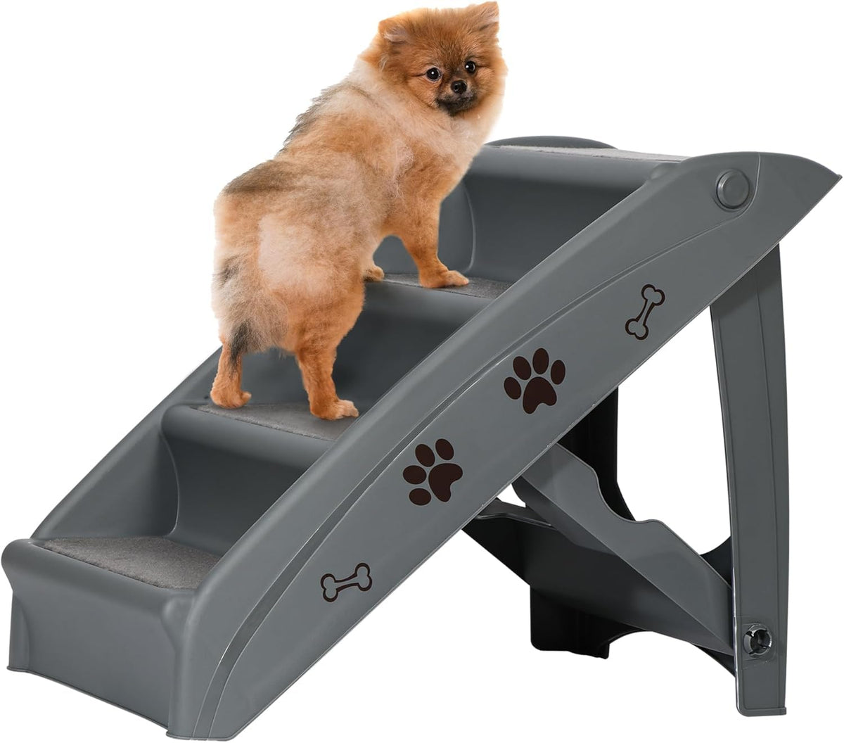 Folding Dog Stairs for Small Dogs & Cats - 20" H 4-Step - Image 1