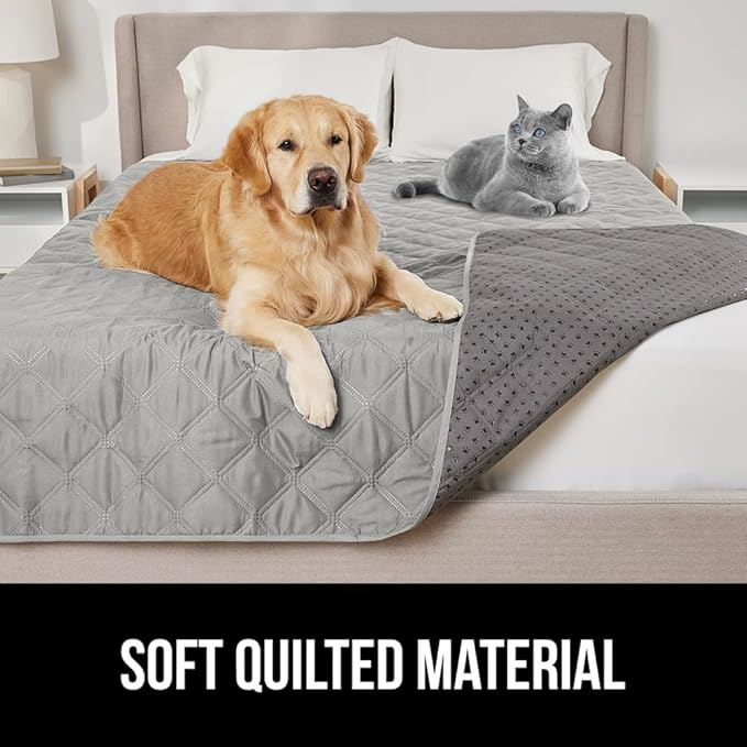 GORILLA GRIP Waterproof Dog Blanket, 52x82 Couch Cover for Dogs Washable, Protects Sofa, Furniture, Crate, Car, RV Essentials Pet Supplies, Tear and Slip Resistant Leakproof Cushion Cover, Light Gray