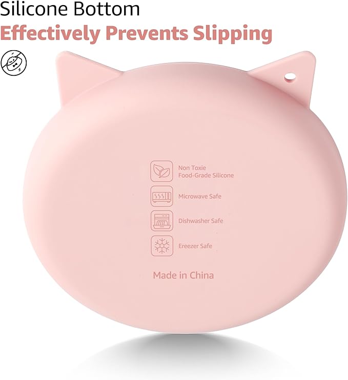Coomazy Silicone Slow Feeder Dog Cat Bowls, Interactive Puzzle Toy for Pets Dry/Wet Food Training, Keeps Dogs Cats Busy, Prevents Puppy Kitty Overeating (Pink, 0.8 Cup)