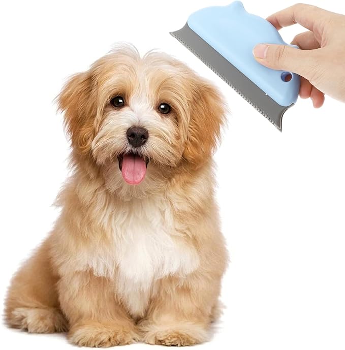 Uonlytech 3pcs Pet Hair Removal Brush Set Dog Comb and Cat Hair Remover, Soft Bristles for Shedding Control, Portable Grooming Tool for Dogs and Cats, Blue Pink Gray