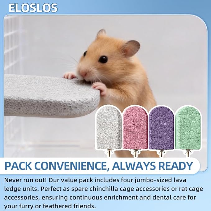 4 Pack Large Size Lava Ledge for Small Pets - Chinchilla, Hamster, Parrot - Grinding & Jumping Platform in Cyan