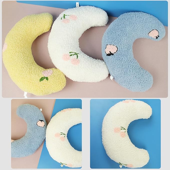 Calming Pillow for Dogs, Pet U Shape Calming Pillow Pet Neck Pillow Dog Calming Pillow for Small Dogs, Ultra Soft Fluffy Pet Calming Toy for Joint Relief Sleeping Improve Machine Washable (White)