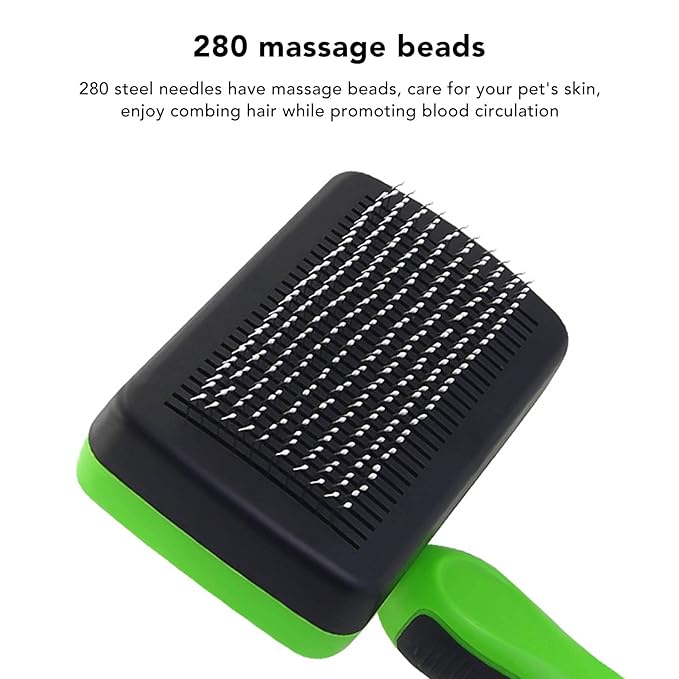Pet Grooming Brush and Nail Clippers Kit, Stainless Steel, Self Cleaning Set for Dogs and Cats - Easy Use, Ergonomic Design, Massaging for Shedding Control