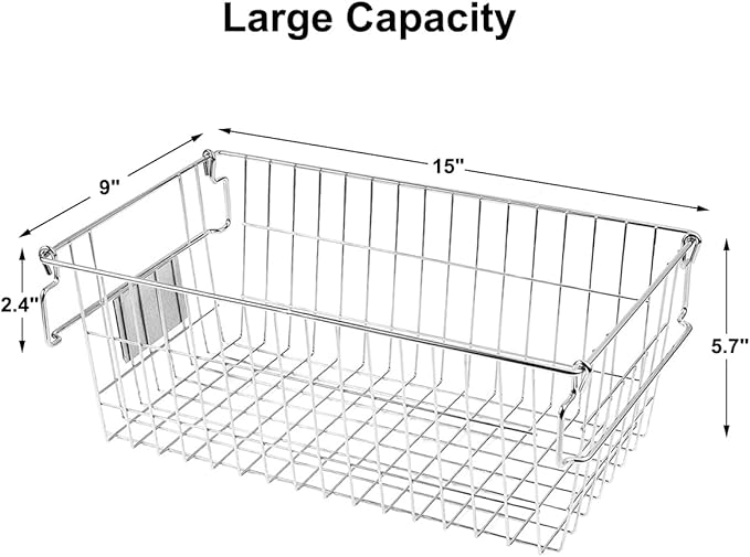 Orgneas Stackable Chest Freezer Baskets Organizer Bins, Metal Wire Baskets Pantry Organizer Vegetables and Fruits Baskets with Tag Slot for Potato Onion Storage