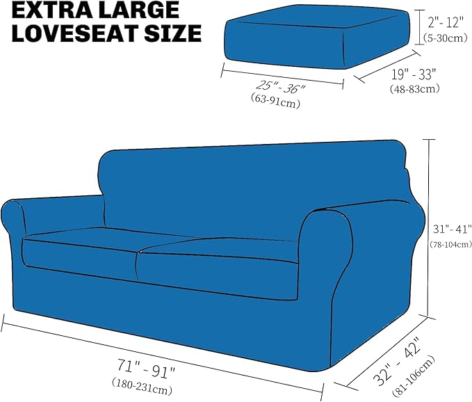 XINEAGE 2025 New 3 Pieces Couch Covers for 2 Extra Large Cushion Sofa Super Stretch Sofa Cover for 2 Large Seat Cushion Universal Loveseat Slip Cover for Living Room (Coffee), 71"-91"(2 Cushions)