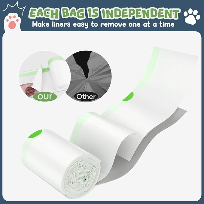 120 Pack Litter Box Robot 3 4 and 5 Waste Bags, 1.5 Mils Thick Drawstrings Closure Cat Litter Box Bags Liners Compatible with Automatic Self-Cleaning Robot, Replacement Waste Drawer Liners