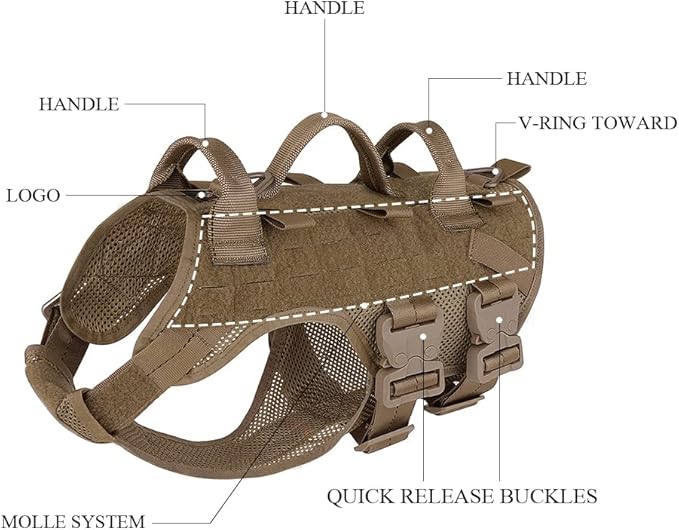 PETAC GEAR Tactical Dog Harness No Pull for Large Working Dogs Military Dogs Vest Police Service Training Dogs Molle Harnesses with Handle … …