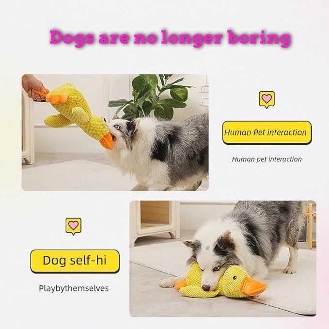 2025 Upgraded Mellow Dog Calming Duck Dog Toy, Quack-Quack Duck Toy,The Mellow pet Calming Pillow,3D filling,Fun toys and Chew Toy for Any Size Pet Puppy,Puppys Calming Pillow (Yellow and Green)