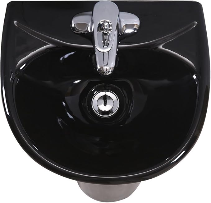 Renovators Supply Manufacturing Ondine Black Pedestal Sink Small Vitreous China Space Saving Design 34" Height X 16" Wide