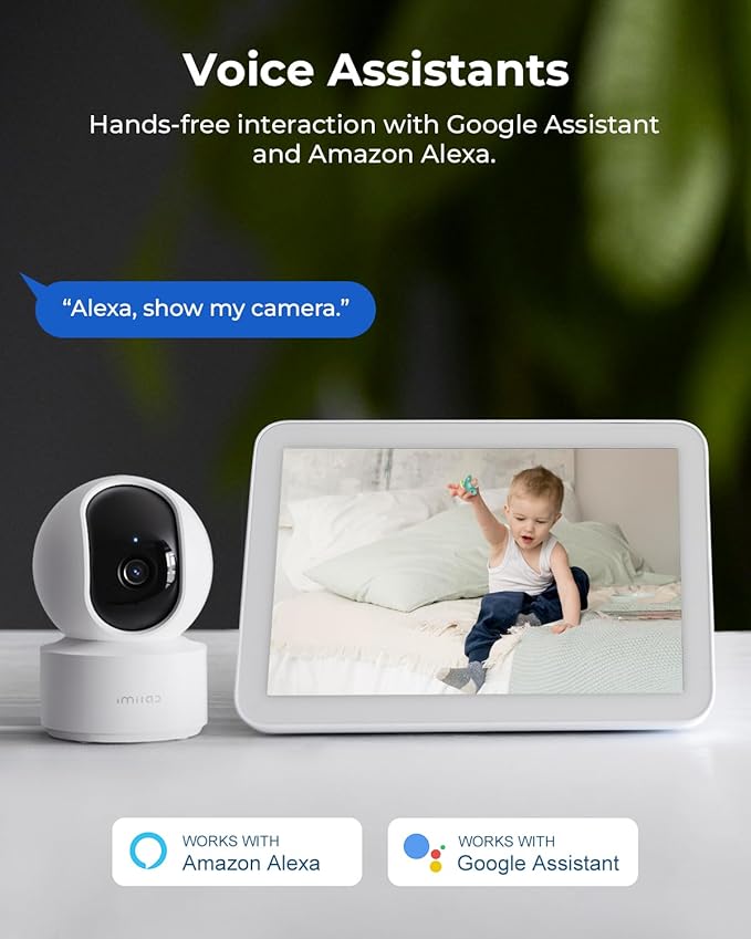 IMILAB C21 2.5K Security Camera Indoor 2 Pack, Room Camera for Bedroom 360° View, Pet Cam w/Phone App & Speaker, Indoor Cam for Dog/Kid/Baby/Elderly, Plug-in, 2.4GHz WiFi, Local/Cloud Storage