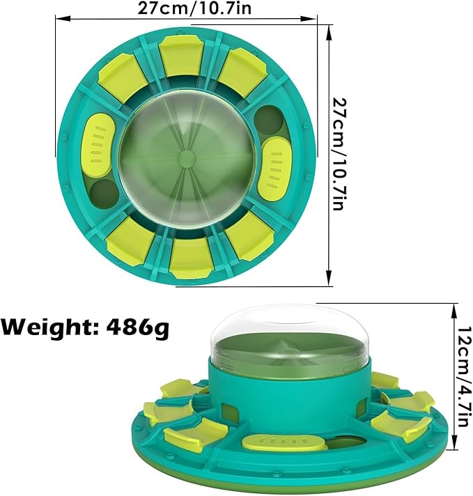Dog Puzzle Toys Press Slow Feeder Interactive Enrichment Toys Pets Puppy IQ Trainning Treat Dispenser Food Leaker Bowl(Green)