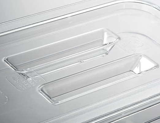CURTA 6 Pack NSF Notched Food Pan Cover, 1/3 Size Clear Polycarbonate Lid with Handle for Commercial Food Pan, Dishwasher & Freezer Safe Plastic Clear