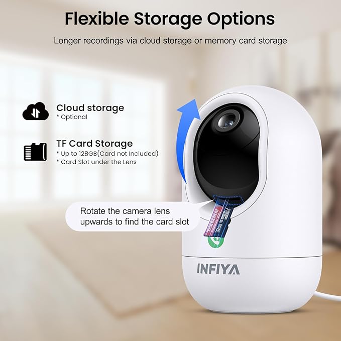 2K Baby Camera-WiFi Home Security Cameras Indoor via One-Tap Call with Elderly/Baby/Nanny, Motion Alert, Local/Optional Cloud Storage, Compatible with Alexa/Google Home, K7 1Pack (2.4GHz Only)