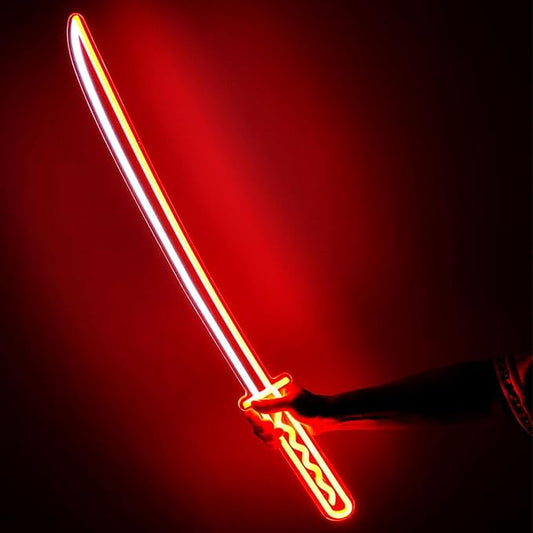 Katana Neon Sign, Light Up Katana LED Sword, Wireless Operated Light Up Sword with Remote, 2-in-1 LED Signs for Wall Decor, Gamer Room Decor for Boys Man Cave Decor, Perfect Teenage Boy Gifts Halloween Christmas Gifts