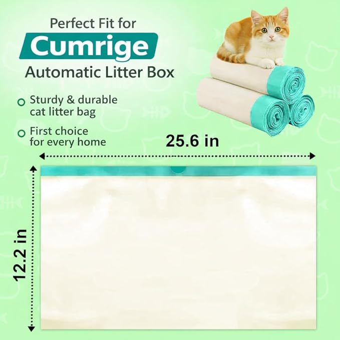 Cat Litter Liners Compatible with Cumrige Litter Box (M2) – 100 Count, Extra Thick, Heavy Duty