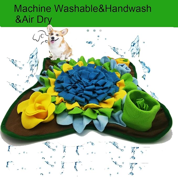 Dogs Snuffle Mat Pet Feeding Mats Puppy Sniffing Pad ,Cat Doggies Interactive Puzzle Toys for Multiple Breeds Encourages Natural Foraging Skills,Training and Stress Release (Blue-01)