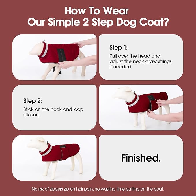 Dog Winter Coat Warm Padded Puppy Jacket Windproof Water Resistant Clothes for Small Medium Large Pets Christmas Sweater Outfit Vest(Red, L)