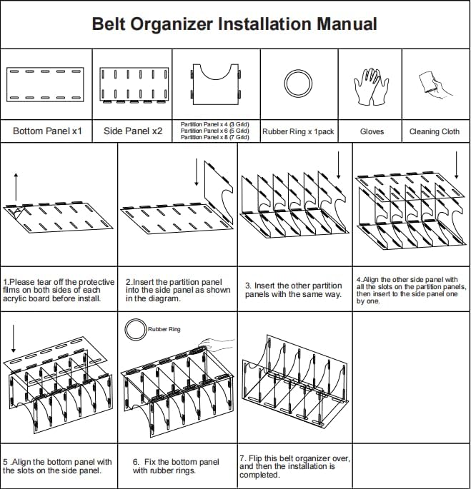 ECOSEAO Belt Organizer, Acrylic Belt Storage Holder for The Closet, Display Case for Tie and Bow Tie (7 Ties-L)