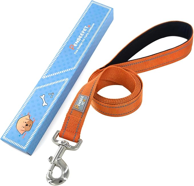 Reflective Dog Leash 6 FT Padded Handle Nylon Dogs Leashes for Medium Dogs Orange