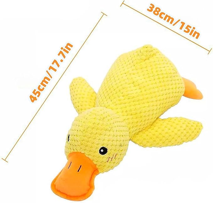 2024 New Calming Duck Dog Toy, Emotional Support, Yellow, Plush, Interactive for Boredom, Dog Companion, Large Size 17.7*15in (A-Yellow)