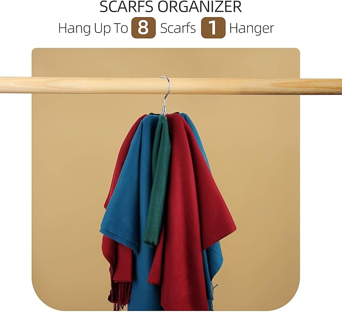 ZEDODIER 2 Pack Belt Organizer for Closet, Heavy-Duty Rotating Belt Hanger Rack Holds up to 48 Belts, Hanging Space Saving Metal Belt Holder for Closet Storage, Silver