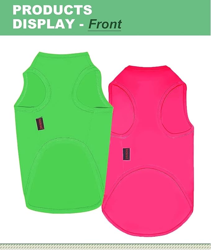 2 Pack Dog Cooling Shirts, Ice Pet Vest Dog Clothes for Instant Cooling, Lightweight Breathable Sleeveless T-Shirts for Large Dogs, Bright Red+Fresh Green (L)