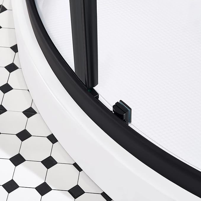 OVE Decors Breeze 32 in. Corner Shower Clear Sliding Door with Included Walls and Base in Black Finish