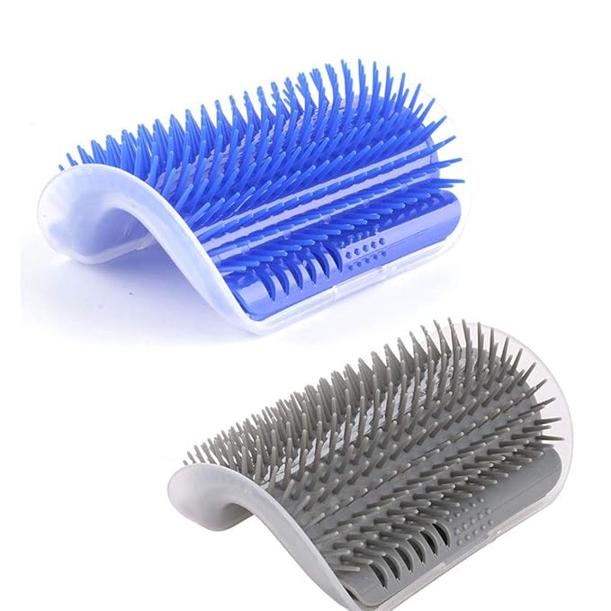 Cat Self Groomer Brush with Catnip, 2 Pack Wall Corner Tickling Comb, Cat Corner Fixed Hair Removal Massage Toy to Control Shedding Fur and Itching
