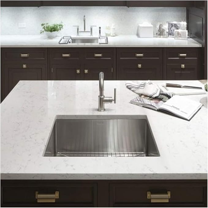 VADANIA 20-inch Kitchen Bar Sink, 20"x18"x10", Single Bowl, Undermount, 18 Gauge T304 Stainless Steel, Satin Finish, with Strainer & Bottom Grid, cUPC listed