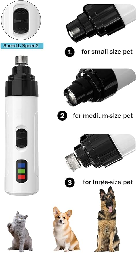 Silent Groom Pro Dog Nail Grinder, Quiet & Safe Pet Nail Grinder and Trimmer, Professional Low Noise Nail Clipper Alternative for Dogs (2+4*Replacement Header)